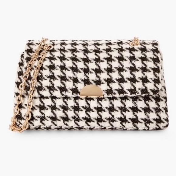 NWOT - JUSTFAB Purse Black + White Tweeded | Shoulder Bag - Picture 2 of 7